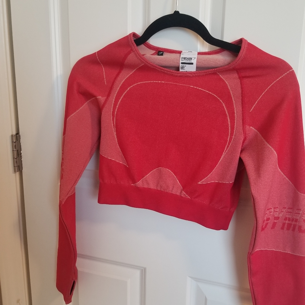 Gymshark Red Cropped Top, Active top, Shirt Small